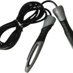 MD STAY FIT Jump Rope with Ball Bearing, Black and Grey, Ergonomic Handles, Fitness Exercise Cardio Training