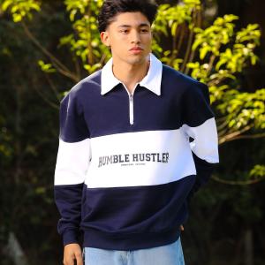 Navy Blue Humble Hustler Half Zip Sweatshirt