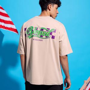 Beige Blessed Oversized T-Shirt