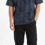 Black Small Print Oversized Fashion T-Shirt