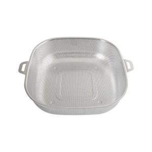 مصفاة خضروات وأرز من الفولاذ المقاوم للصدأ - حوض مربع بمقابض جانبية (حجم 36 x 30)
