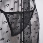 Plus Size Heart Pattern Mesh Lace Lingerie Set