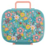 BENTO BOX WITH REMOVABLE TRAY TURQUOISE FLORAL (S25)
