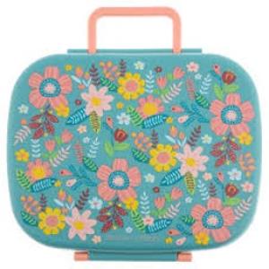BENTO BOX WITH REMOVABLE TRAY TURQUOISE FLORAL (S25)