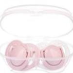 Twin Orthodontic Silicone Soothers Powder Pink 0m+ with Sterilization & Storage Box