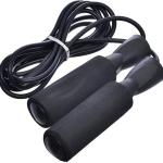 MD Stay Fit Fitness Black Jump Rope, Foam Handles, Bearing Bearing