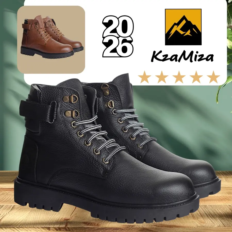 🥾 سيفتي جلد طبيعي نعل رابر حديده امامية كود 27 Leather بني