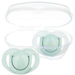 "MAMAJOO TWIN ORTHODONTIC SILICONE SOOTHERS POWDER GREEN 12M+ WITH STERILIZATION & STORAGE BOX"