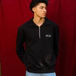 Black Faith and Luck Half Zip Sweatshirt