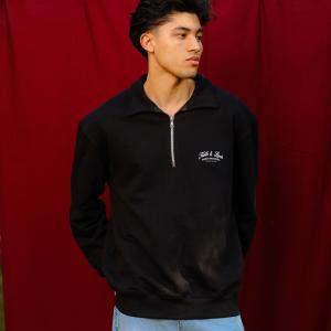 Black Faith and Luck Half Zip Sweatshirt