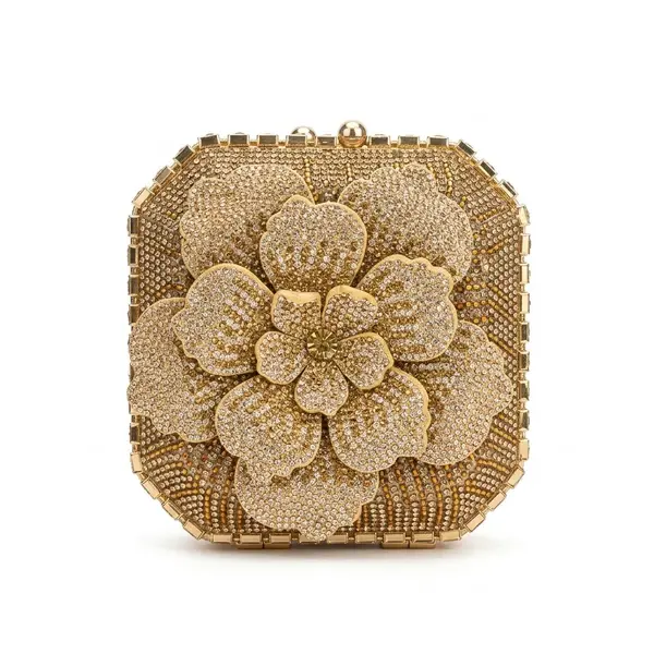 Camellia Floral Crystal-Embellished Evening Bag VS-63