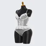 White Floral Lace Teddy Bodysuit