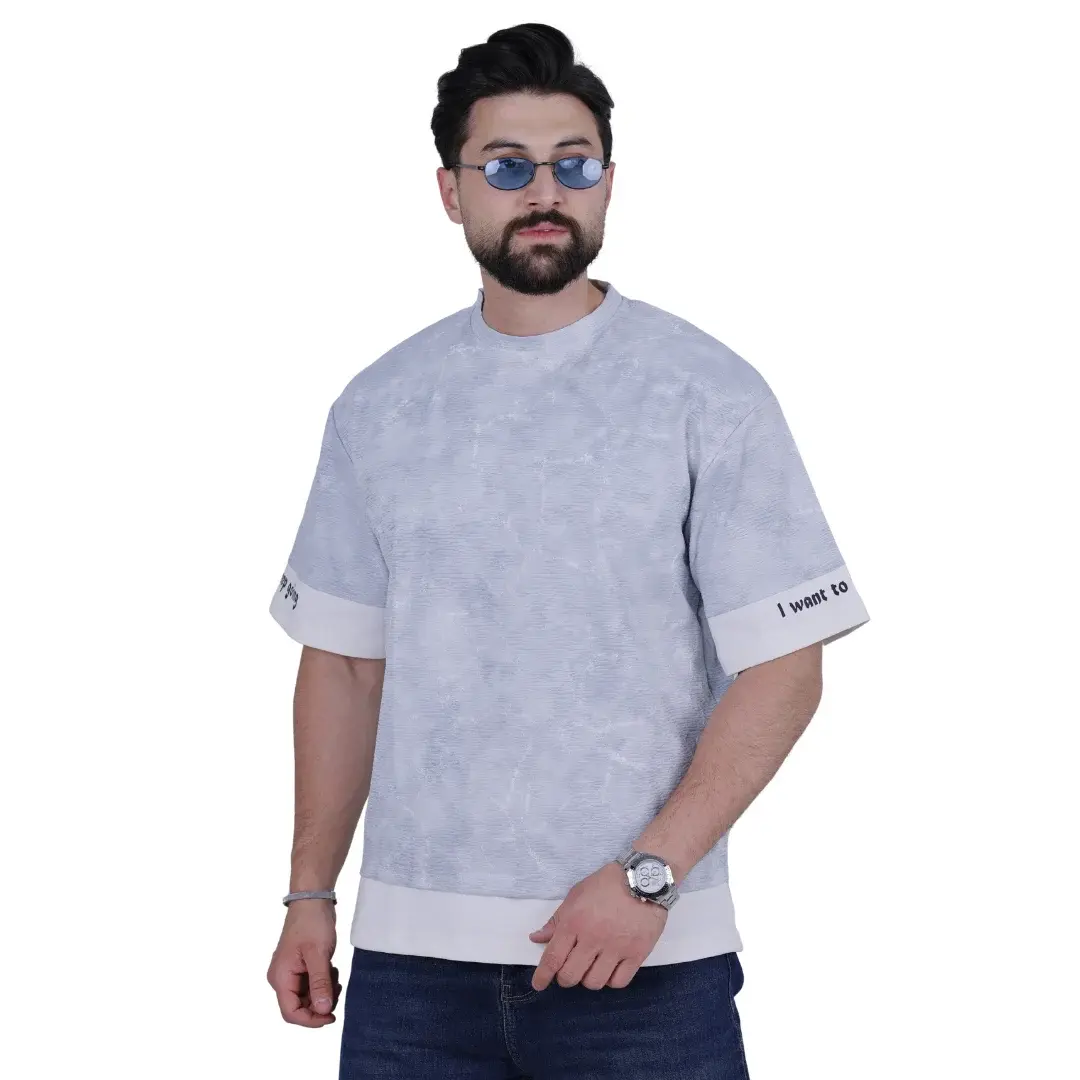 Sky Blue and White Oversize T-Shirt