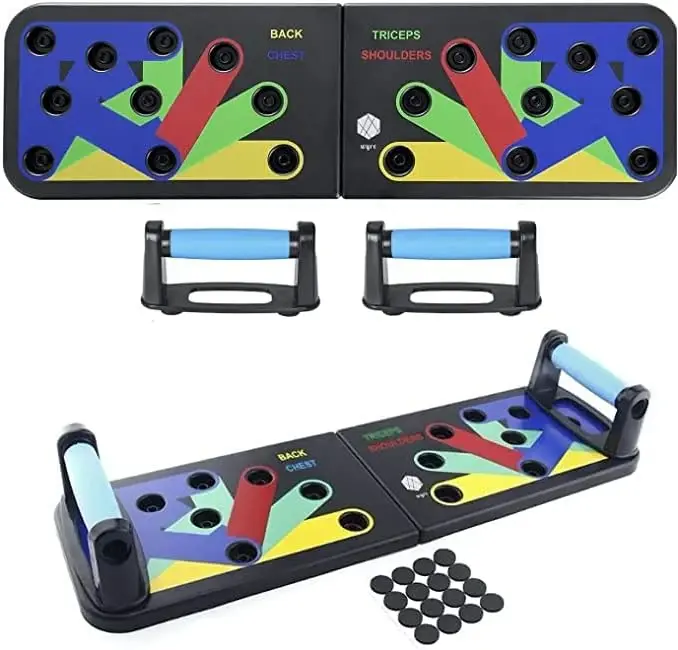 MD Stay Fit MD Push Up Board Machine, 12 in 1 Body Building Exercise Tools, Powerlifting Exercise Stands, Arch Board System, Home Fitness Training for Men and Women
