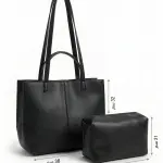 Elegant Leather Tote Bag with Inner Pouch BA-65