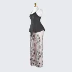 Silk Spaghetti Strap Lace Trim Camisole Pants Sleepwear Set