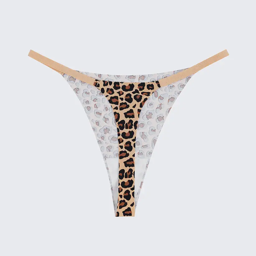 Ice Silk Seamless Low Rise Leopard Thong Panty