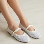 Sparkling Sequin Ballerina Flats with Elegant Strap BN-51