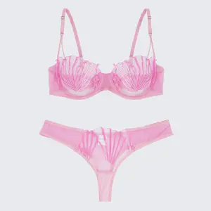 Geometric Lace Embroidery Lingerie Set
