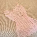 Sheer Pink Lace Chemise Slip Dress