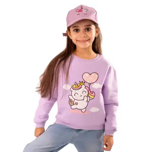 Purple Sweatshirt with “Unicorn with balloon ” Print 😎💗
