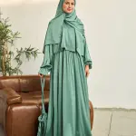 SAGE GREEN SATIN DRESS ISDAL