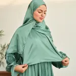 SAGE GREEN SATIN DRESS ISDAL