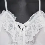 Lace Embroidery Deep V See-Through Babydoll Skirt
