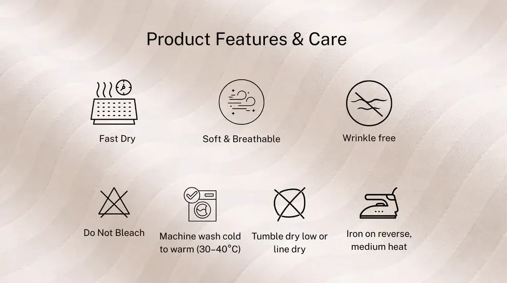 Agha Home Essential Comfort Microfiber Pillowcases Off White Stripe (2PCS)