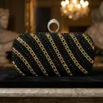 Beaded Handbag with Diagonal Stripes VS-49