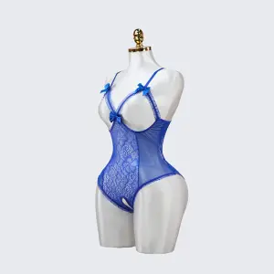 Floral Lace Embroidered Open Crotch Bodysuit