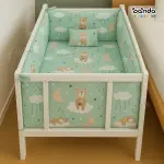 طقم السرير الخشب ،ملاية و٤جوانب مبطنة ومخدة ، اخضر دبدوب سحابة