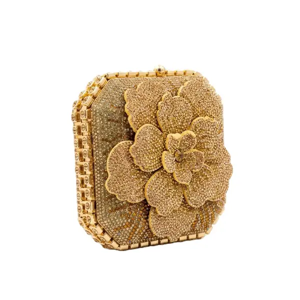 Camellia Floral Crystal-Embellished Evening Bag VS-63