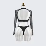 Mesh Crop Top Stockings Set
