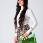 Metallic Texture Clutch-light green