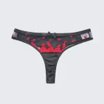 Sexy Heart Print Lace Cutout Three-Piece Lingerie Set