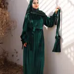 DARK GREEN VELVET ABAYA ISDAL