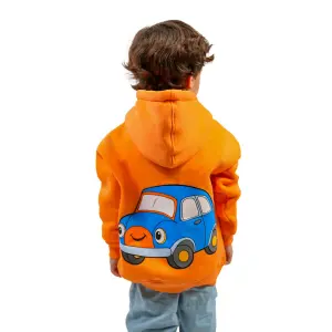 Orange Hoodie with "Blue Car" Print 🚗💙