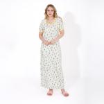 Elegant Cotton Printed Nightdress – Short Sleeve, Full Length