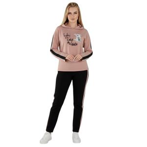 Women’s 2-Piece Lounge Set – “Baby It’s Cold Outside” Graphic Hoodie & Striped Leggings
