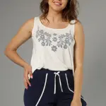 Printed Cotton Tank Top & Hot Shorts Set