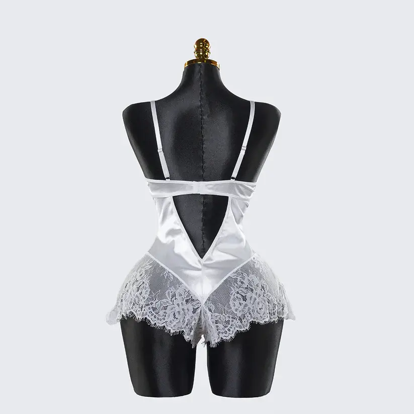 White Lace Embroidery See-Through Hollow Sexy Corset Tops