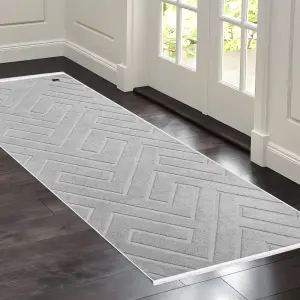 Elite Jacquard Corridor Carpet Geometric Pattern (Grey)
