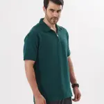 Green Quarter Zip Polo Shirt