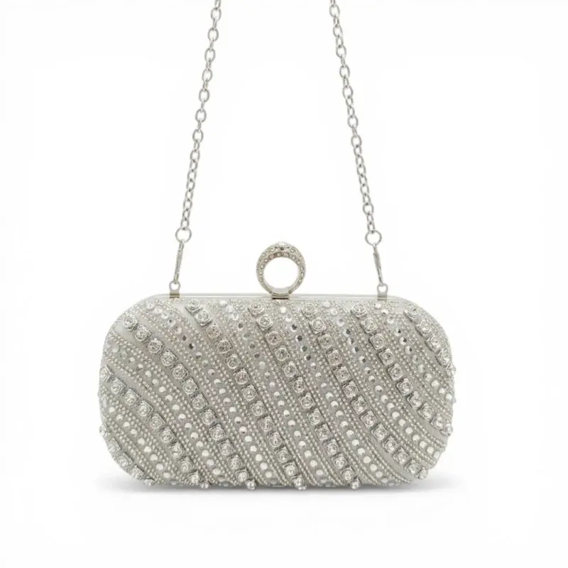 Beaded Handbag with Diagonal Stripes VS-49