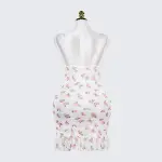 Deep V Rose Print Chemise Spaghetti Strap Slip Dress