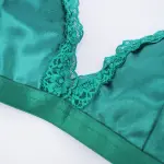 Green Lace Trim Push Up Bra Panty Set