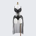 Sheer Black Lace Slip Dress