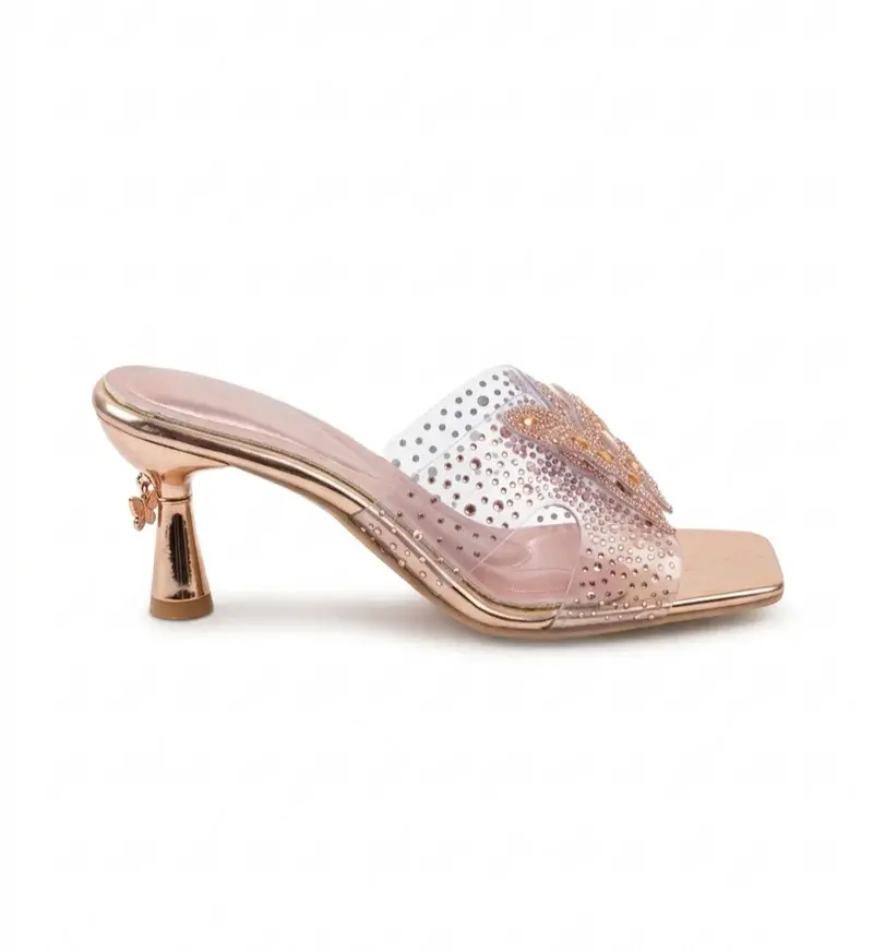 Elegant Clear Heels with Sparkling Butterfly Detail S-8