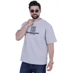 Grey Chest and Back Print Oversize T-Shirt